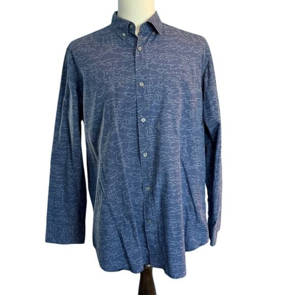Banana Republic Custom 078 Wash Shirt Slim Fit 100% Cotton Blue Dusk XL - Picture 1 of 8